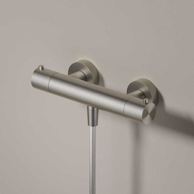 Hotbath Archie AR088-Hotbath Wall Mounted Shower Mixer - Brushed Steel-ArchieFine