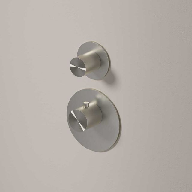 High Flow Thermostatic Shower Mixer + Hotbath Archie Concealed Part ARHR1+MHF001-Hotbath - Brushed Steel