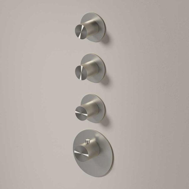 High Flow Thermostatic Shower Mixer + Hotbath Archie Concealed Part ARHR3+MHF003-Hotbath - Brushed Steel